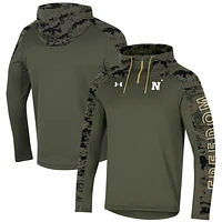 Men's Under Armour Olive Navy Midshipmen Freedom Quarter-Zip Pullover Hoodie