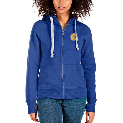 Women's Antigua Blue Albany State Golden Rams Victory Full-Zip Hoodie