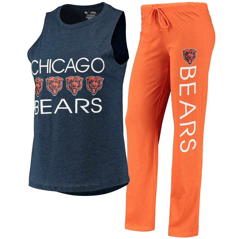 Women's Concepts Sport Orange/Navy Chicago Bears Muscle Tank Top & Pants Sleep Set