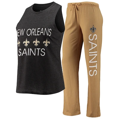 Women's Concepts Sport Black New Orleans Saints Muscle Tank Top & Pants Sleep Set