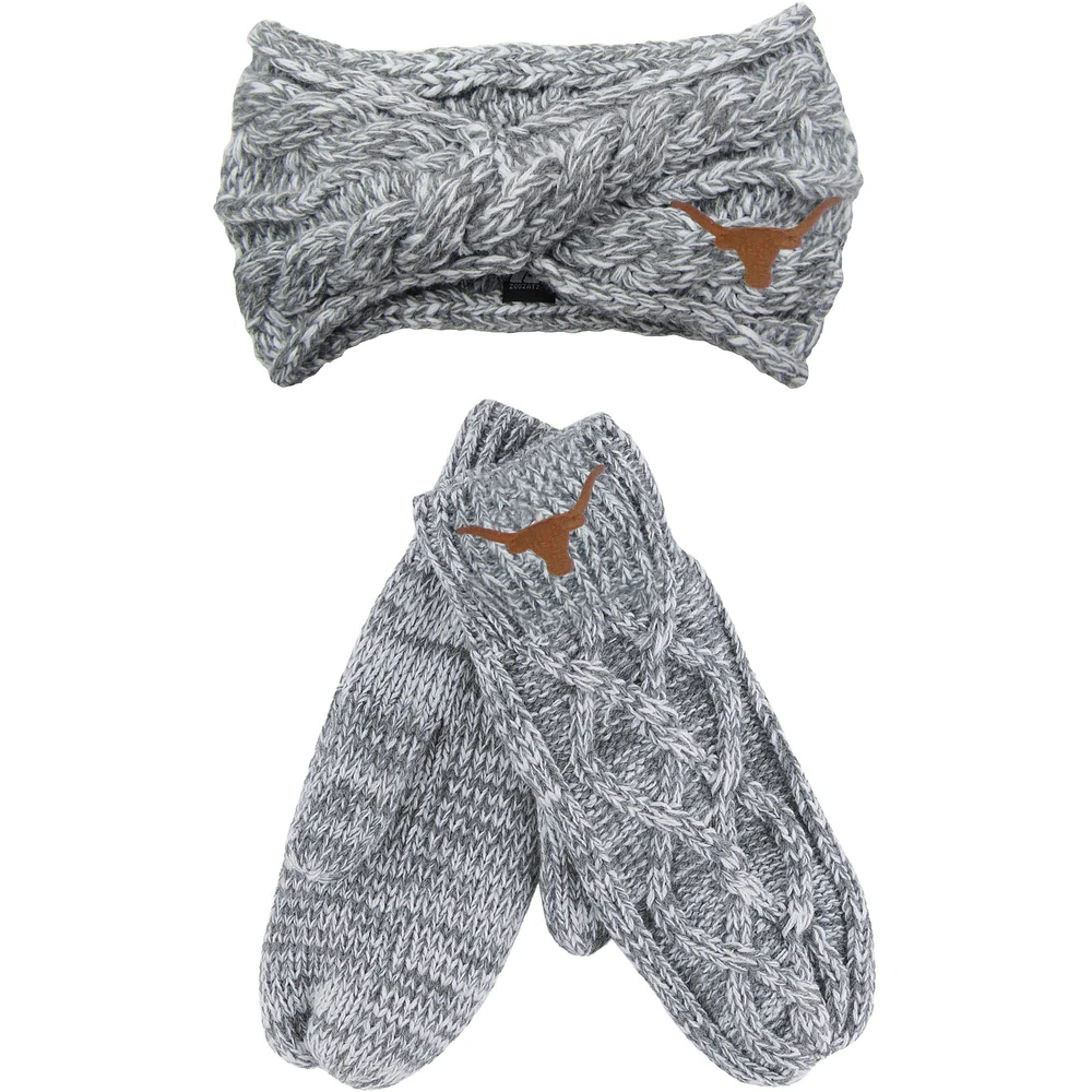 ZooZatz Gray Texas Longhorns Headband & Mittens Set