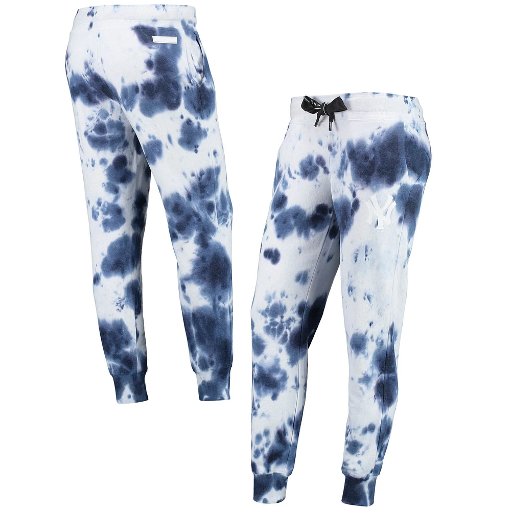 Women's DKNY Sport White/Navy New York Yankees Melody Tie-Dye Jogger Pants