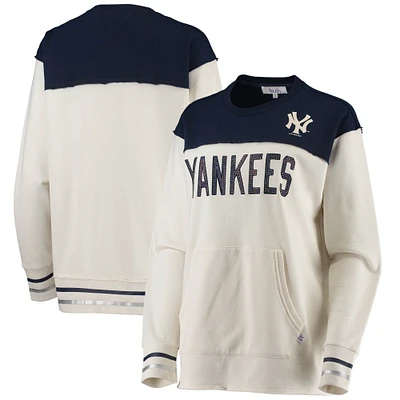 Women's Touch Cream/Navy New York Yankees Touch Free Agency Pullover Sweatshirt