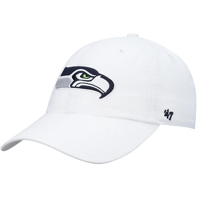 Men's '47 White Seattle Seahawks Clean Up Adjustable Hat