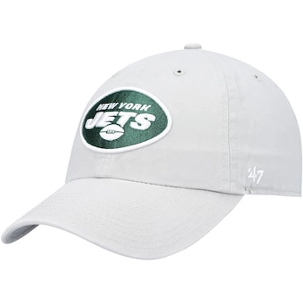 Men's '47 Gray New York Jets Clean Up Adjustable Hat