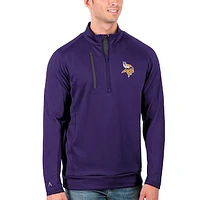 Men's Antigua Purple/Charcoal Minnesota Vikings Generation Quarter-Zip Pullover Jacket