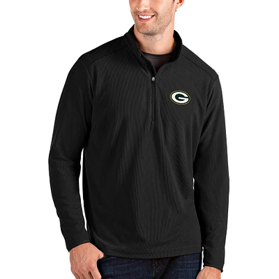 Men's Antigua Black Green Bay Packers Glacier Quarter-Zip Pullover Jacket