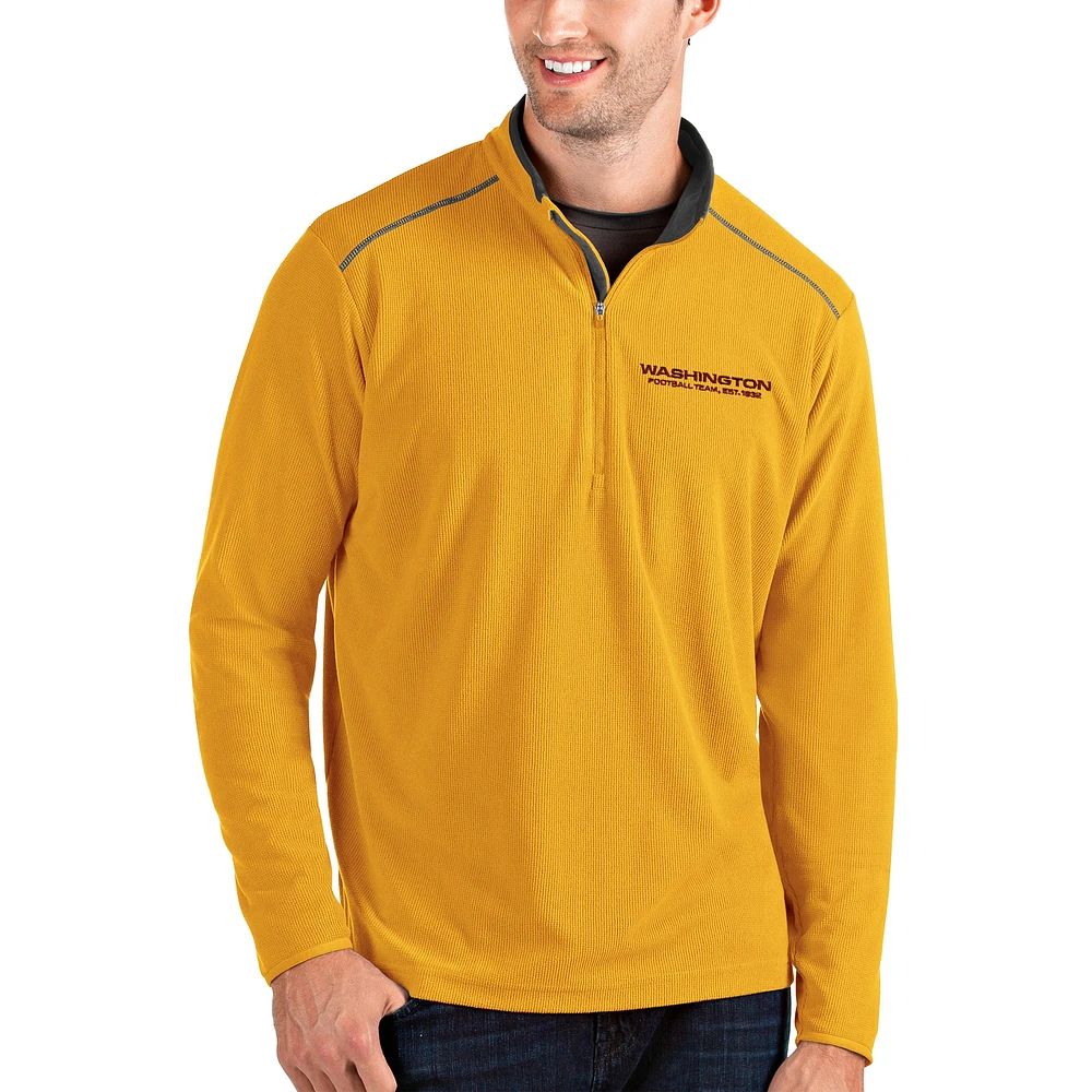 Men's Antigua Gold/Charcoal Washington Football Team Glacier Quarter-Zip Pullover Jacket