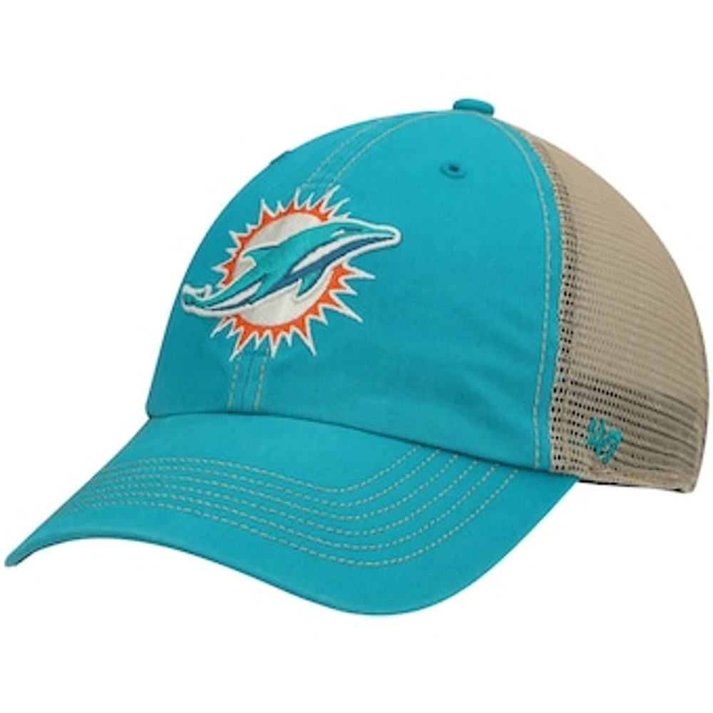 Men's '47 Aqua/Natural Miami Dolphins Trawler Trucker Clean Up Snapback Hat