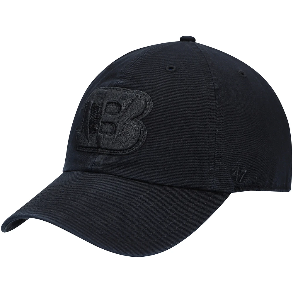 Men's '47 Black Cincinnati Bengals Team Tonal Clean Up Adjustable Hat