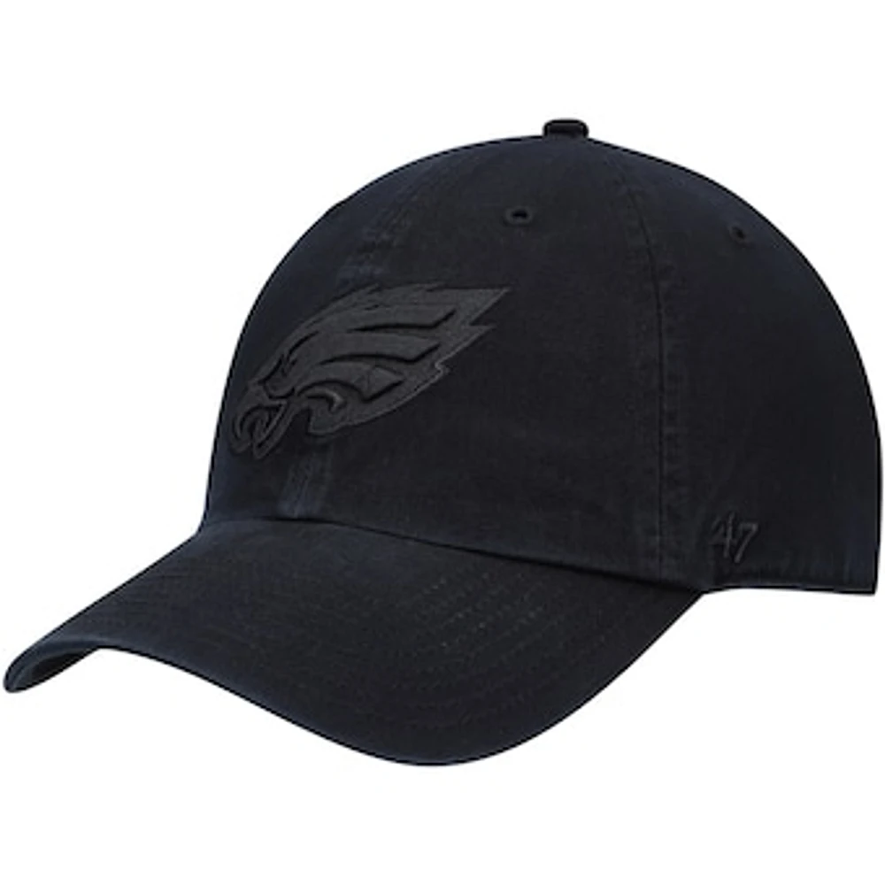 Men's '47 Black Philadelphia Eagles Team Tonal Clean Up Adjustable Hat