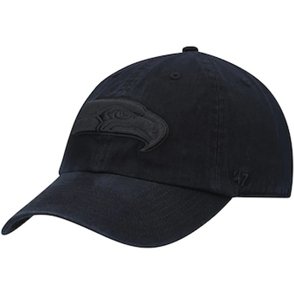 Men's '47 Black Seattle Seahawks Team Tonal Clean Up Adjustable Hat