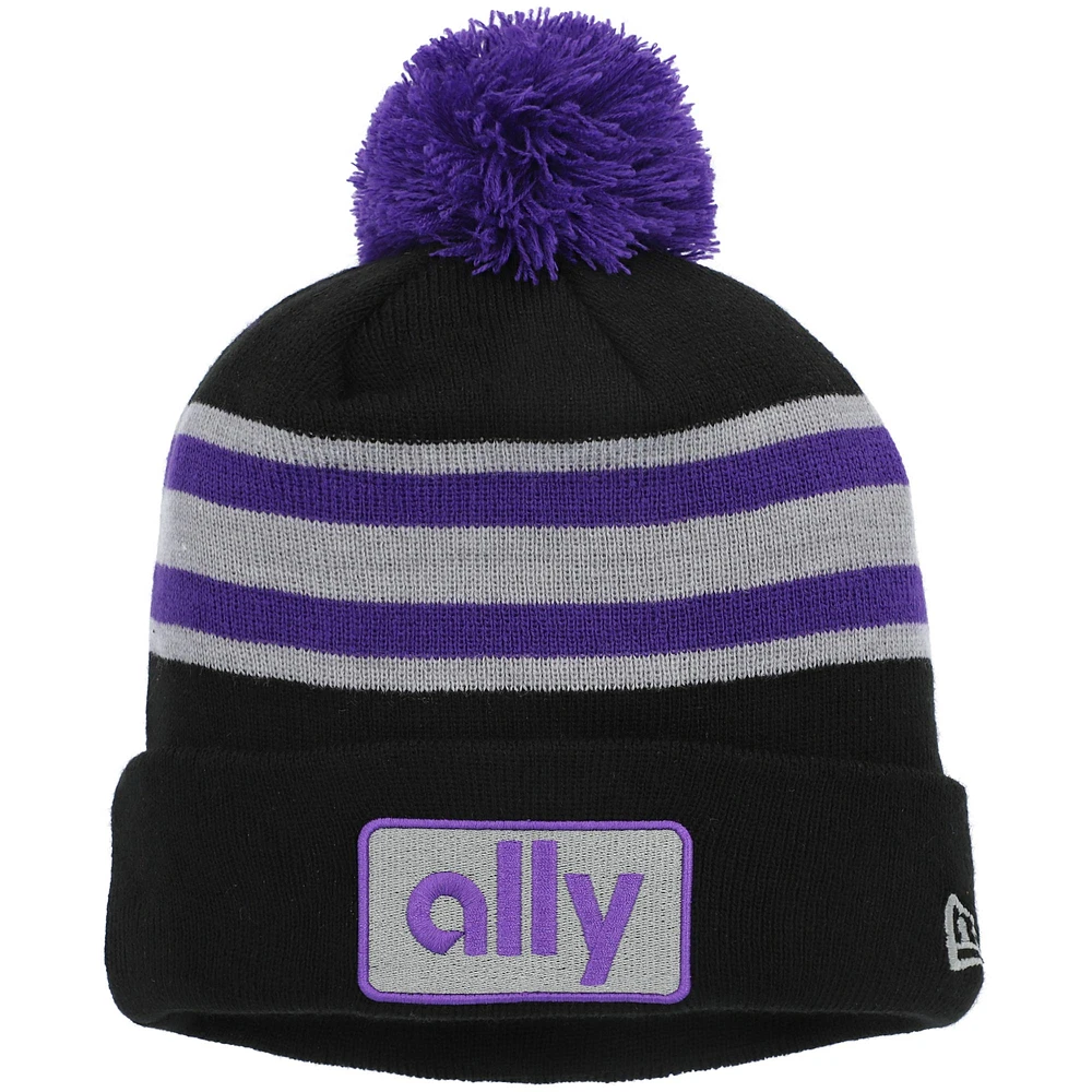 Men's New Era Purple/Black Alex Bowman Cuffed Knit Hat with Pom