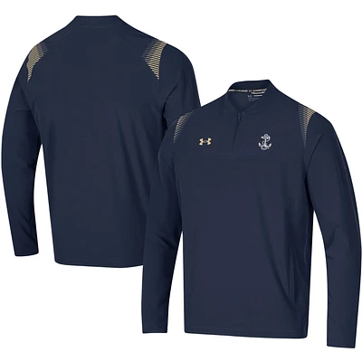 Men's Under Armour Navy Navy Midshipmen 2021 Sideline Motivate Quarter-Zip Top