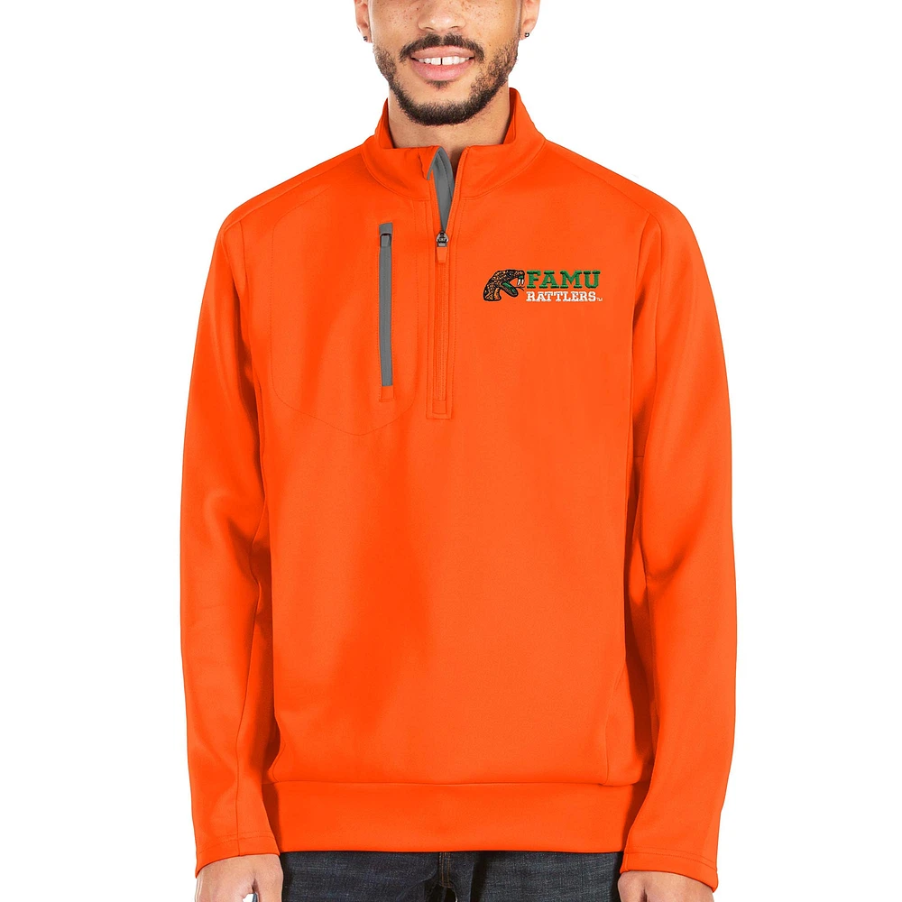 Men's Antigua Orange/Charcoal Florida A&M Rattlers Generation Quarter-Zip Pullover Jacket