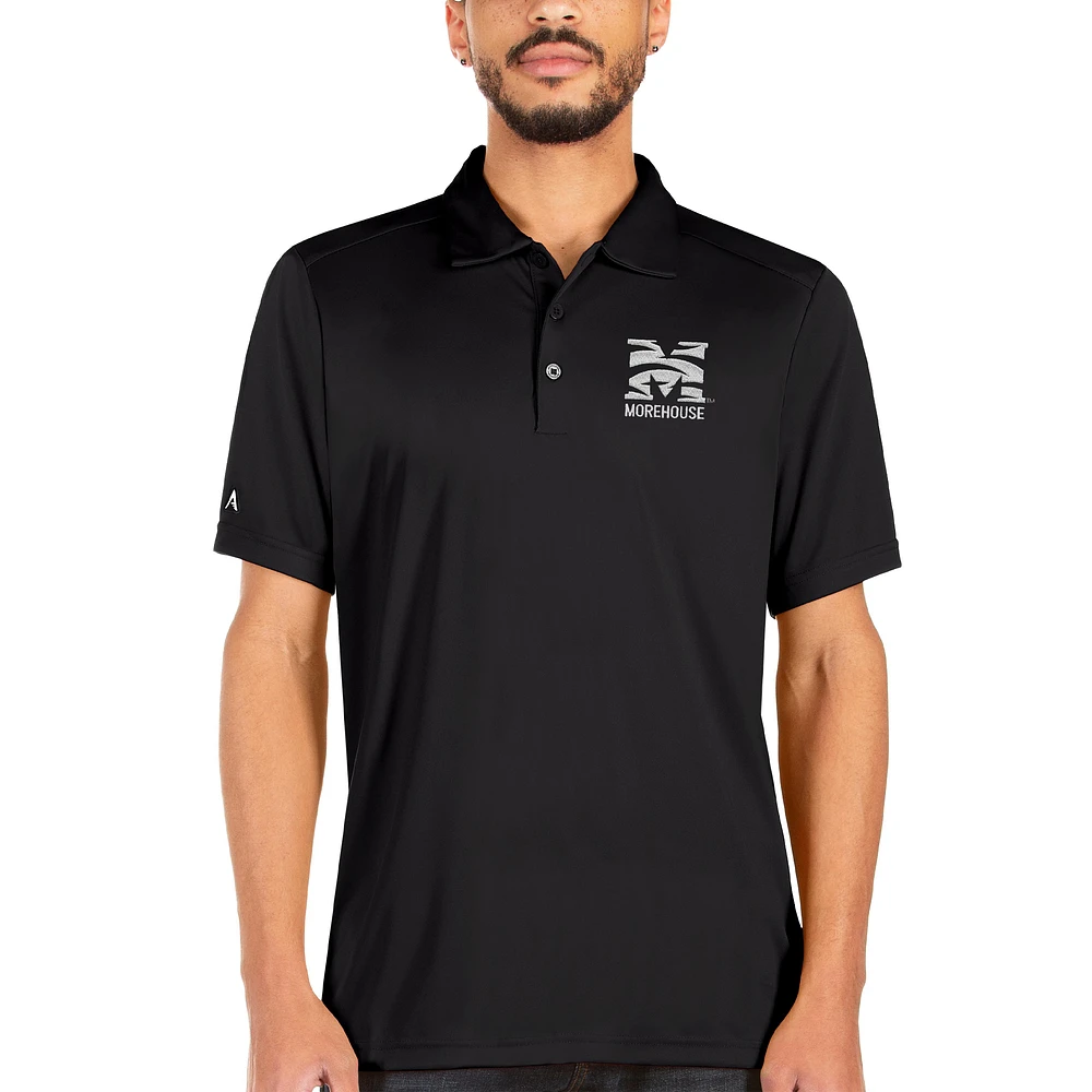 Men's Antigua Black Morehouse Maroon Tigers Big & Tall Tribute Polo
