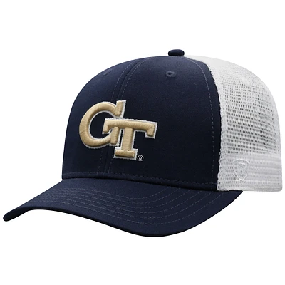 Men's Top of the World Navy/White Georgia Tech Yellow Jackets Trucker Snapback Hat