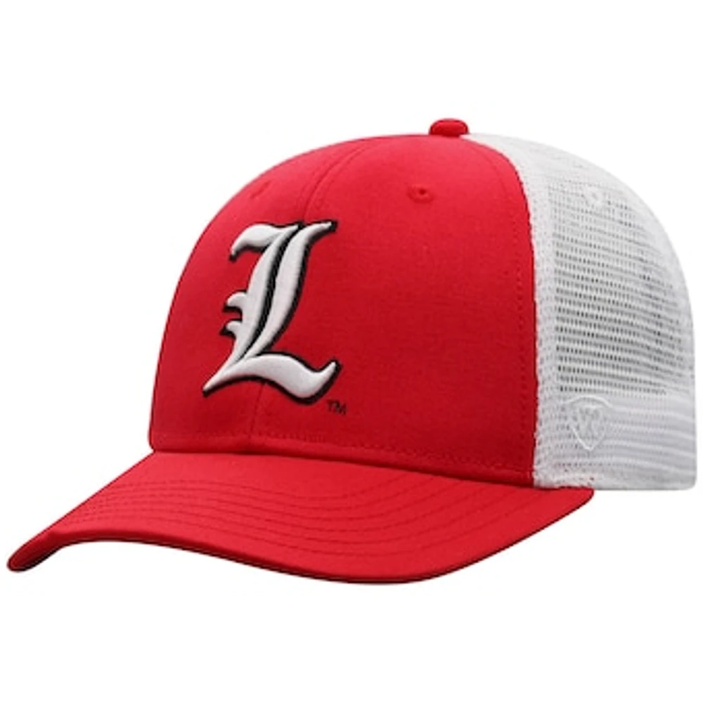 Men's Top of the World Red/White Louisville Cardinals Trucker Snapback Hat