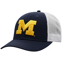 Men's Top of the World Navy/White Michigan Wolverines Trucker Snapback Hat