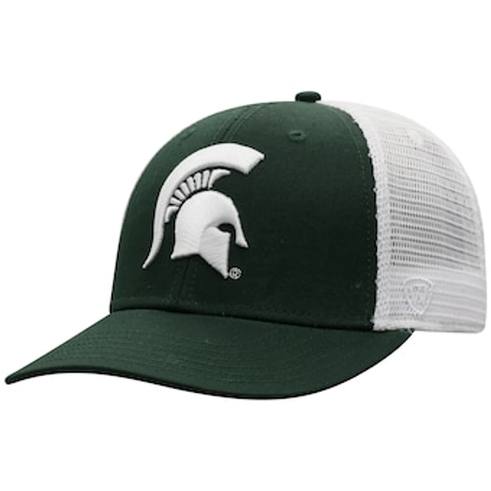 Men's Top of the World Green/White Michigan State Spartans Trucker Snapback Hat