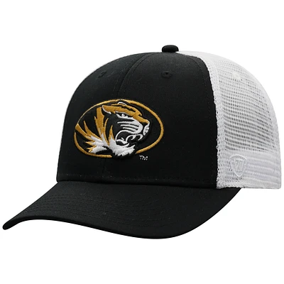 Men's Top of the World Black/White Missouri Tigers Trucker Snapback Hat