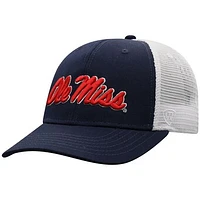 Men's Top of the World Navy/White Ole Miss Rebels Trucker Snapback Hat