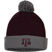 Men's Top of the World Maroon/Gray Texas A&M Aggies Core 2-Tone Cuffed Knit Hat with Pom