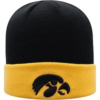 Men's Top of the World Black/Gold Iowa Hawkeyes Core 2-Tone Cuffed Knit Hat