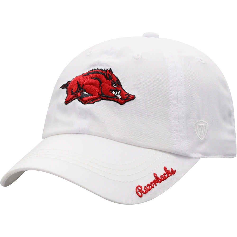 Women's Top of the World White Arkansas Razorbacks Staple Adjustable Hat