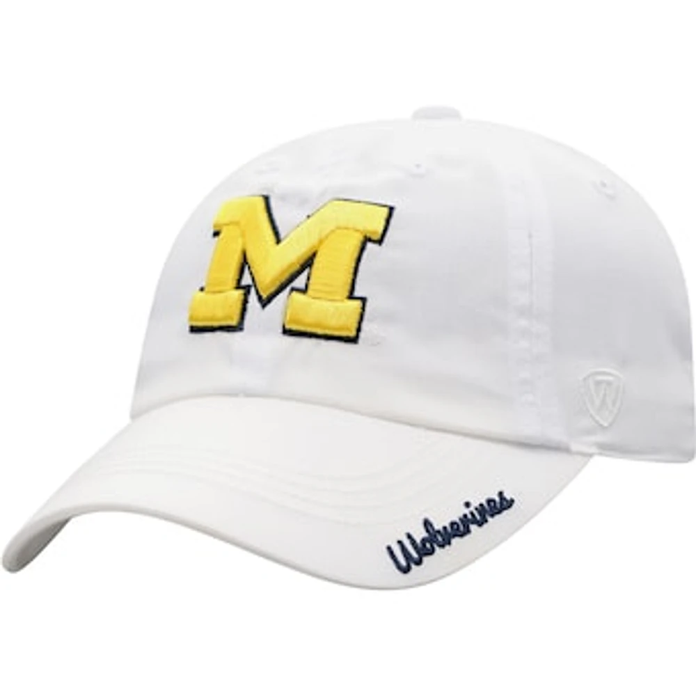 Women's Top of the World White Michigan Wolverines Staple Adjustable Hat