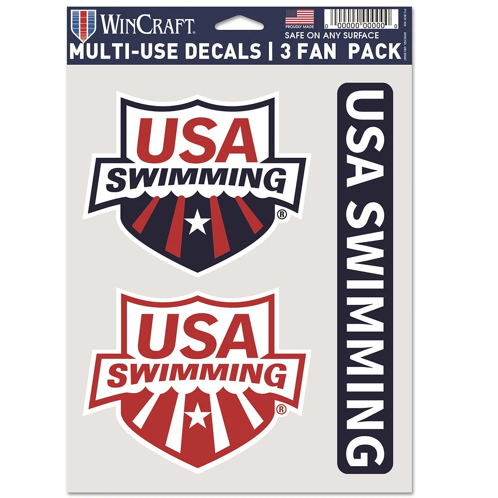 WinCraft Navy/Red USA Swimming 5.5'' x 7.75'' 3-Pack Multi-Use Decal Set