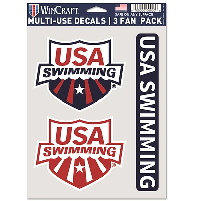 WinCraft Navy/Red USA Swimming 5.5'' x 7.75'' 3-Pack Multi-Use Decal Set
