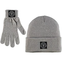 Women's ZooZatz Heathered Gray Inter Miami CF Cuffed Knit Hat & Gloves Set