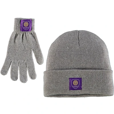 Women's ZooZatz Heathered Gray Orlando City SC Cuffed Knit Hat & Gloves Set