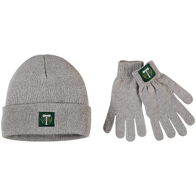 Women's ZooZatz Heathered Gray Portland Timbers Cuffed Knit Hat & Gloves Set