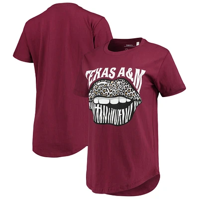 Women's Pressbox Maroon Texas A&M Aggies Wild Lips Core T-Shirt