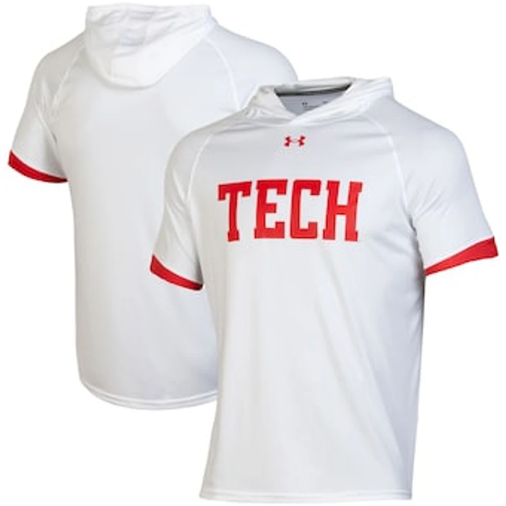 Men's Under Armour White Texas Tech Red Raiders On-Court Basketball Shooting Hoodie Raglan Performance T-Shirt