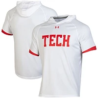 Men's Under Armour White Texas Tech Red Raiders On-Court Basketball Shooting Hoodie Raglan Performance T-Shirt