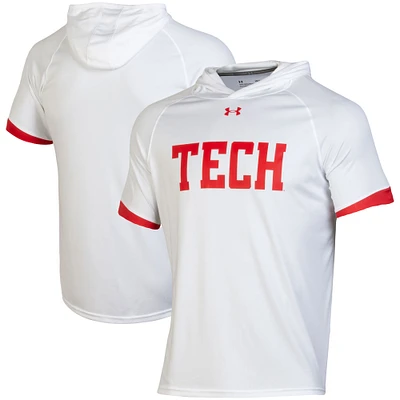 Men's Under Armour White Texas Tech Red Raiders On-Court Basketball Shooting Hoodie Raglan Performance T-Shirt