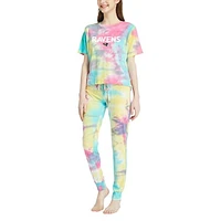 Women's Concepts Sport Baltimore Ravens Velodrome Tie-Dye Top & Pants Set