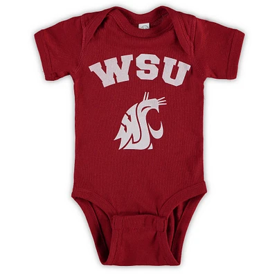 Newborn & Infant Crimson Washington State Cougars Arch Logo Bodysuit