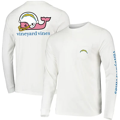 Men's Vineyard Vines White Los Angeles Chargers Whale Helmet Team Long Sleeve T-Shirt