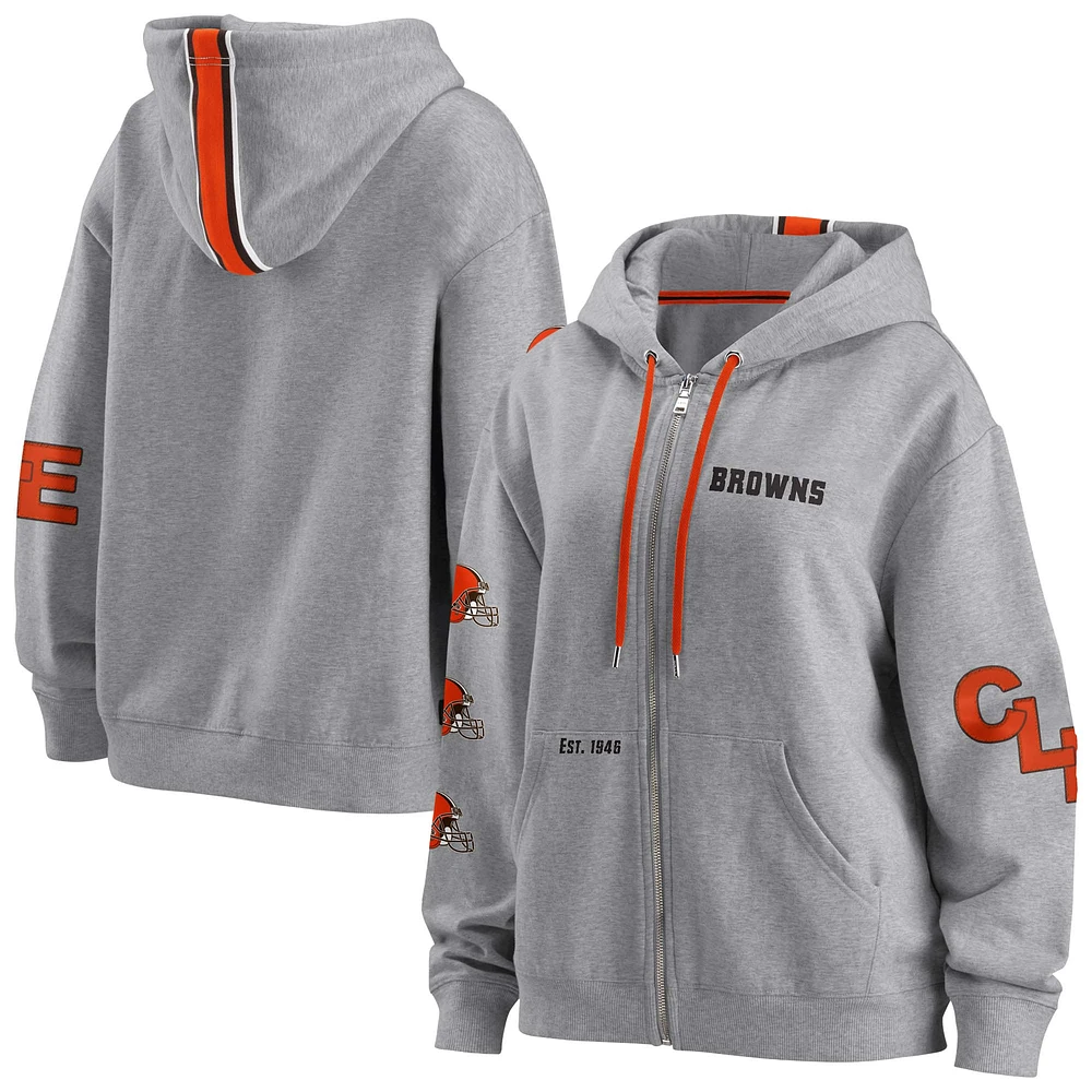 Women's WEAR by Erin Andrews Gray Cleveland Browns Full-Zip Hoodie