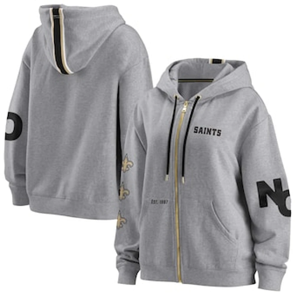 Women's WEAR by Erin Andrews Gray New Orleans Saints Full-Zip Hoodie