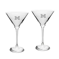 Michigan Wolverines Two-Piece Traditional 10oz. Martini Glass Set