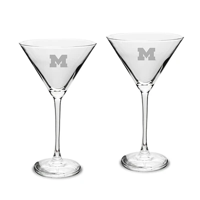 Michigan Wolverines Two-Piece Traditional 10oz. Martini Glass Set