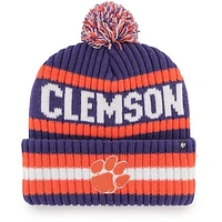 Men's '47 Purple Clemson Tigers Bering Cuffed Knit Hat with Pom