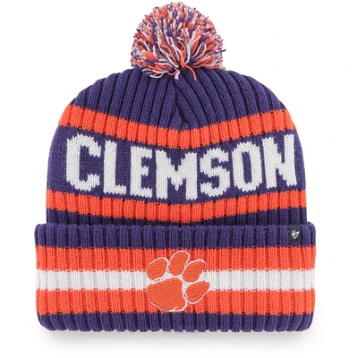 Men's '47 Purple Clemson Tigers Bering Cuffed Knit Hat with Pom