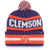 Men's '47 Purple Clemson Tigers Bering Cuffed Knit Hat with Pom