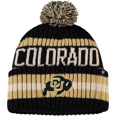 Men's '47 Black Colorado Buffaloes Bering Cuffed Knit Hat with Pom